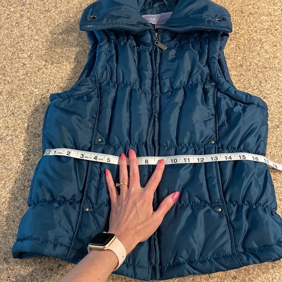 Laura Scott Teal Blue / Green Puffer Vest Zip Up Large - Picture 16 of 16